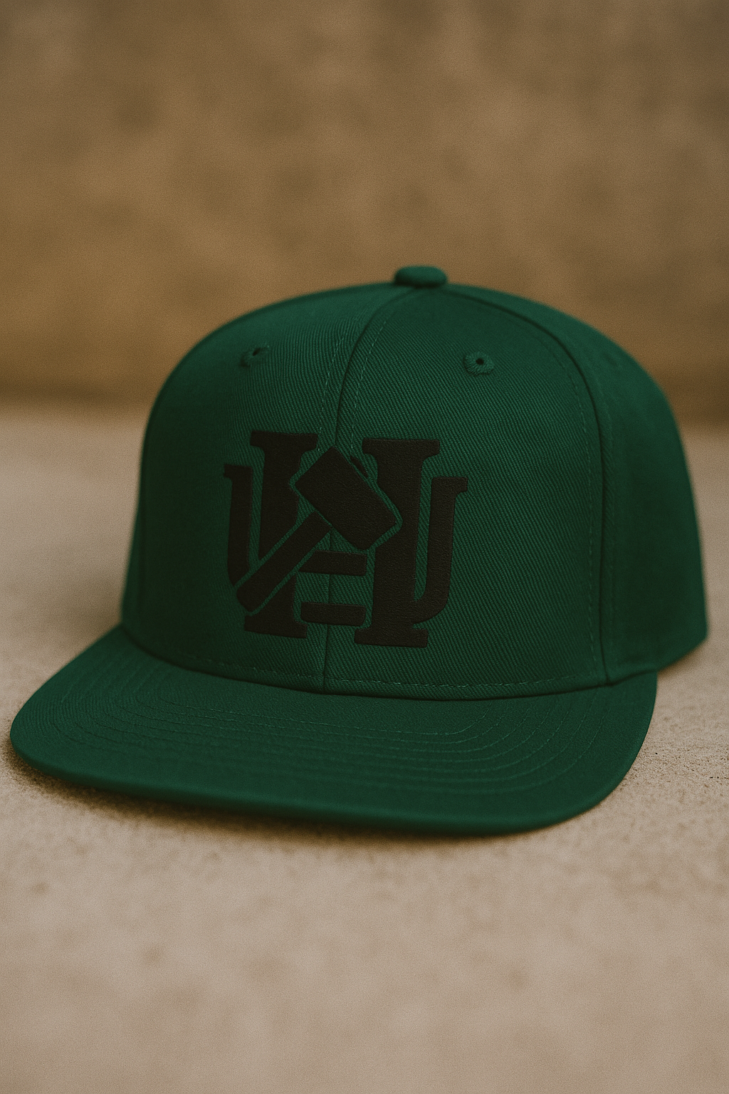 Forest Green cap with an embroidered logo. 
