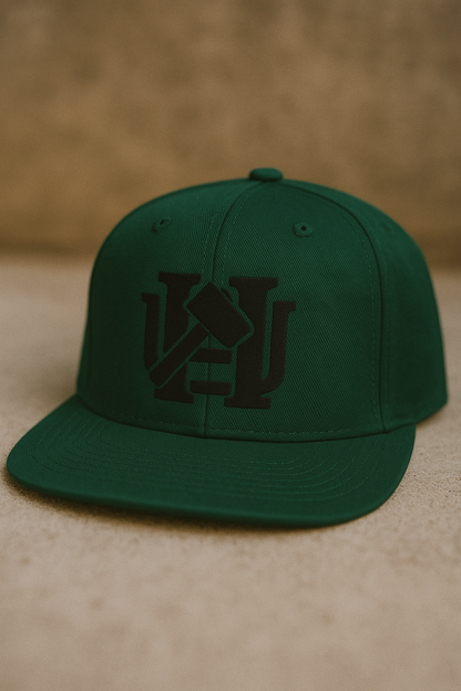 Forest Green cap with an embroidered logo. 