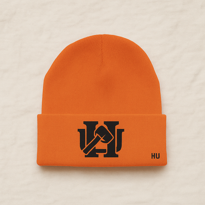 Lave Orange beanie with logo and accent. 