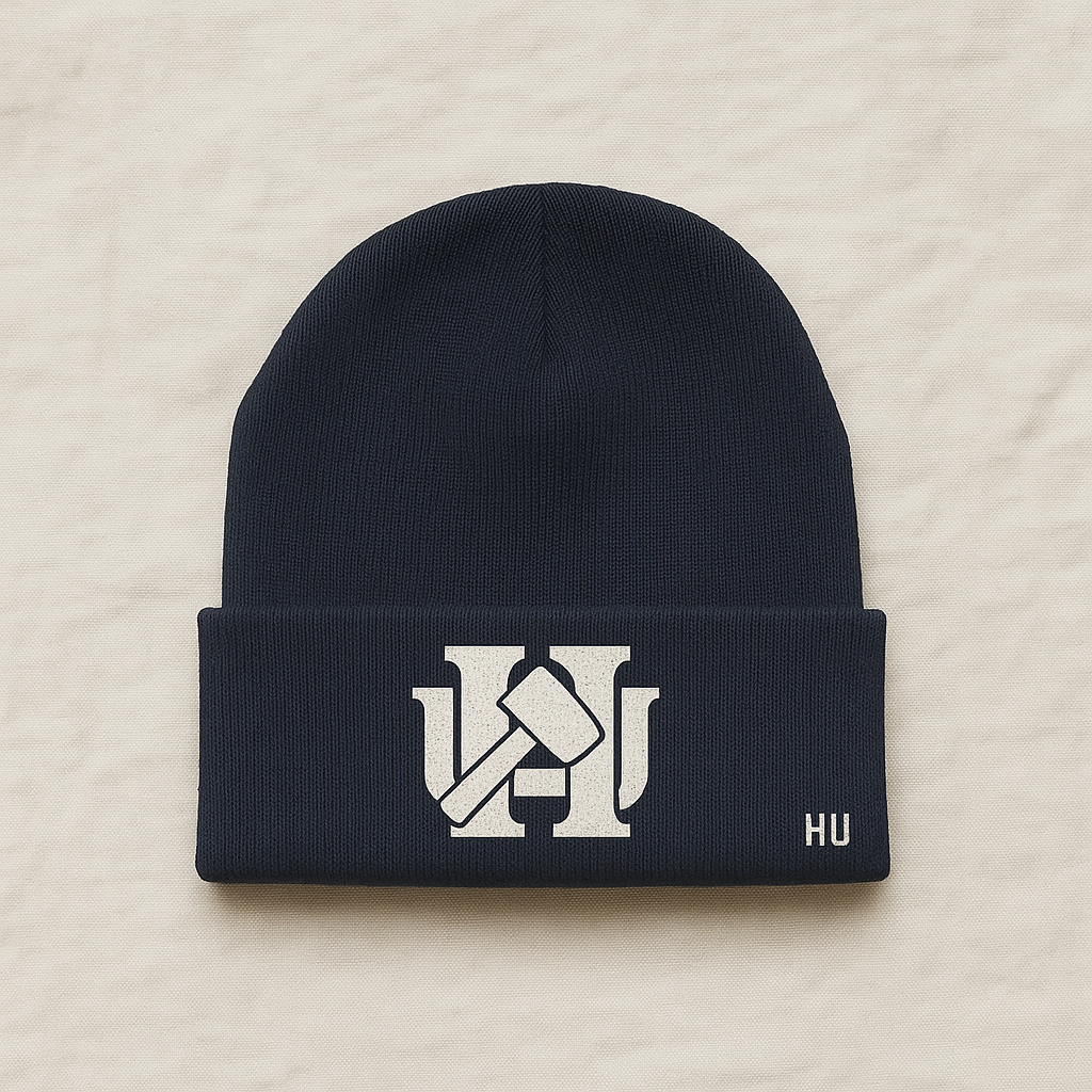 Navy Blue beanie with logo and accent. 