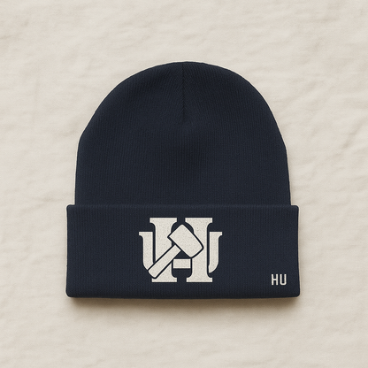 Navy Blue beanie with logo and accent. 