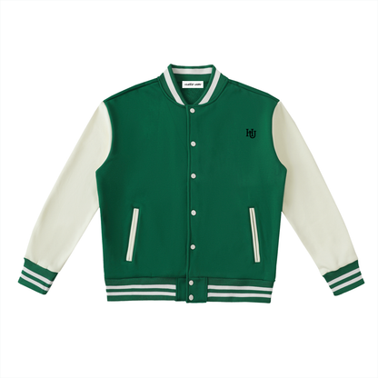 Two-Tone Fleeced Varsity Jacket