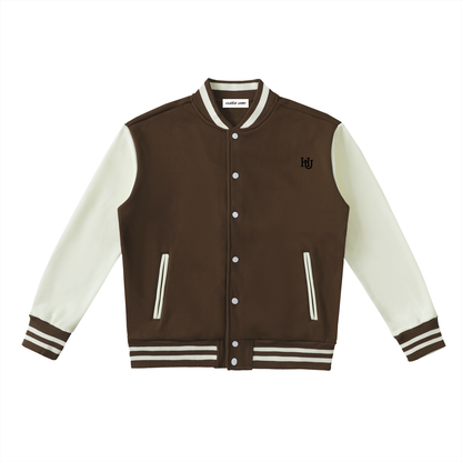 Two-Tone Fleeced Varsity Jacket