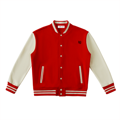 Two-Tone Fleeced Varsity Jacket